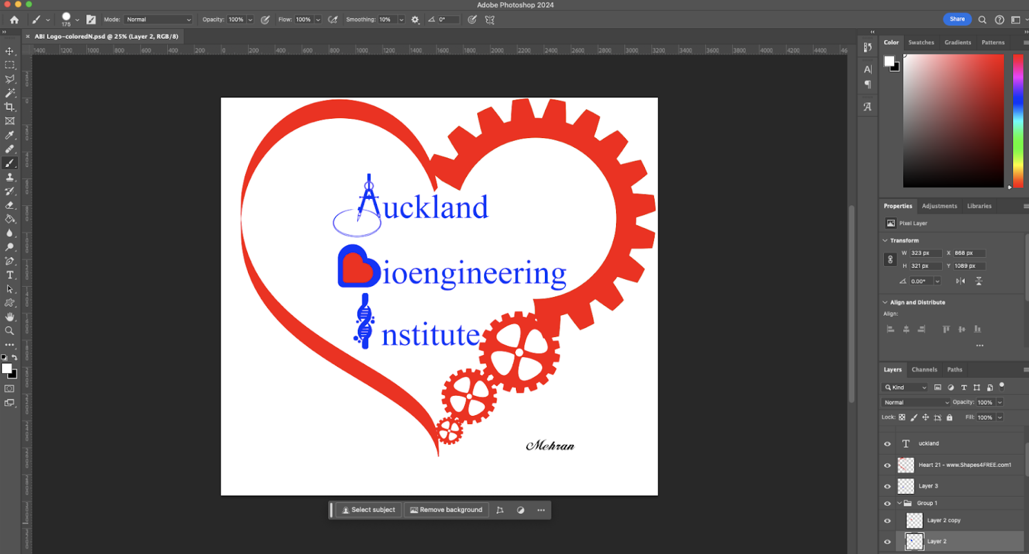 ABI logo designed in Photoshop