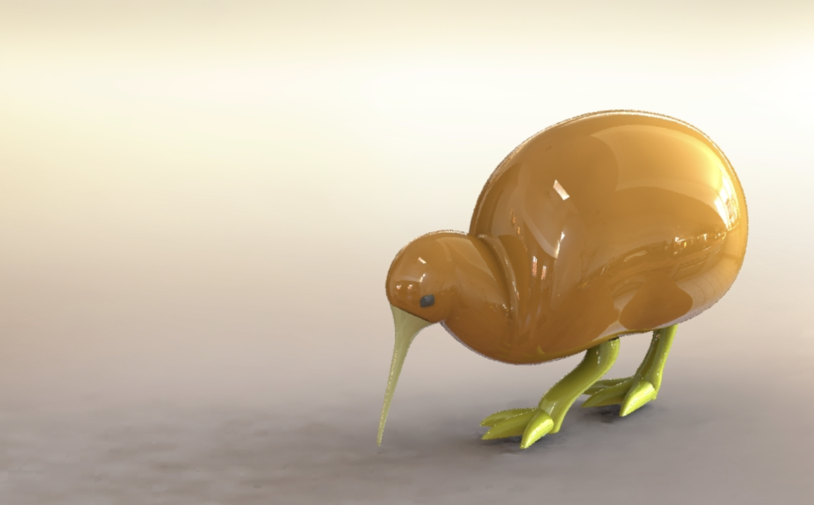 Walking kiwi bird representation rendered in SolidWorks