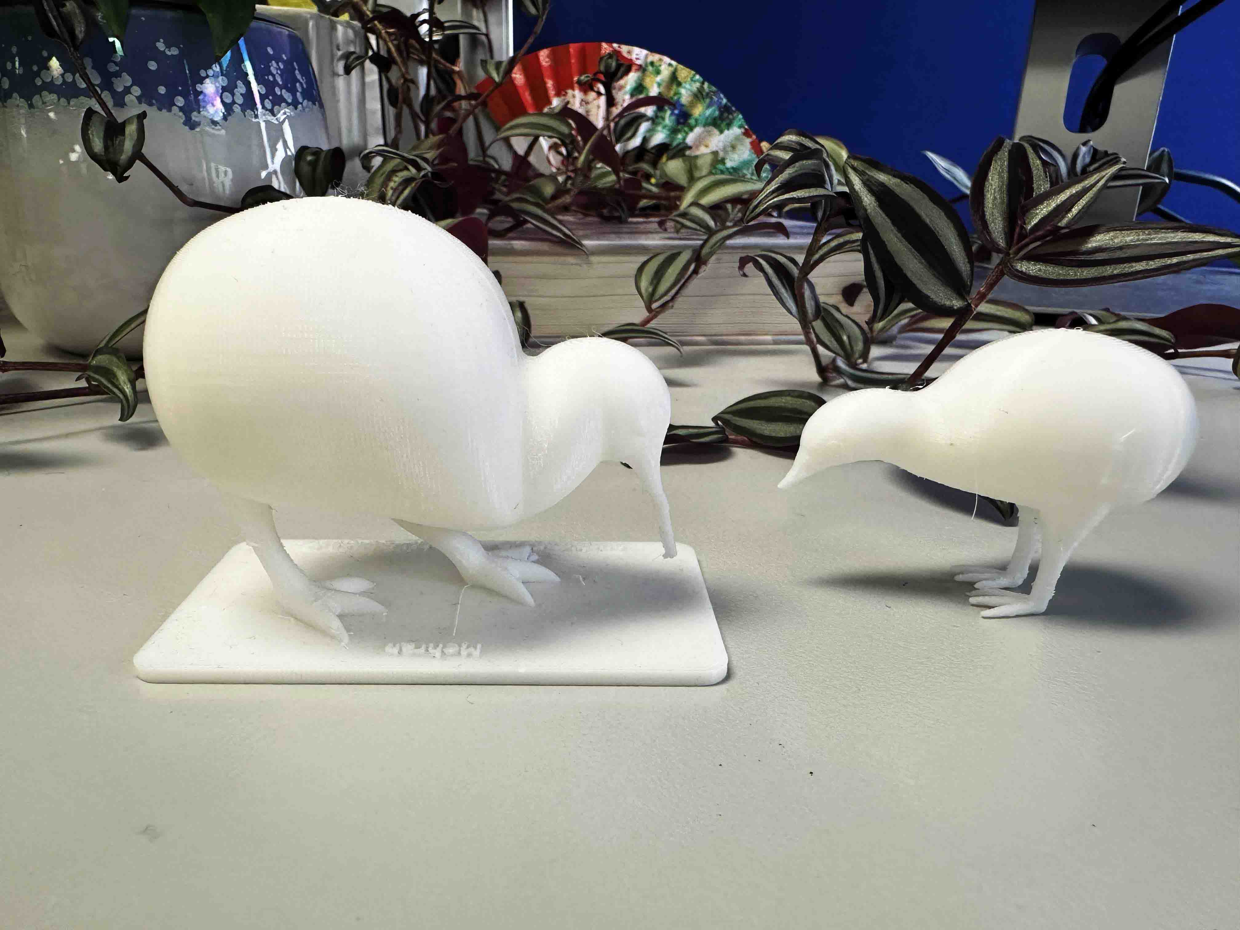 3D printed kiwi birds