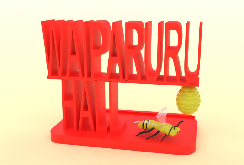 Waiparuru Hall phone holder designed and rendered in Rhino