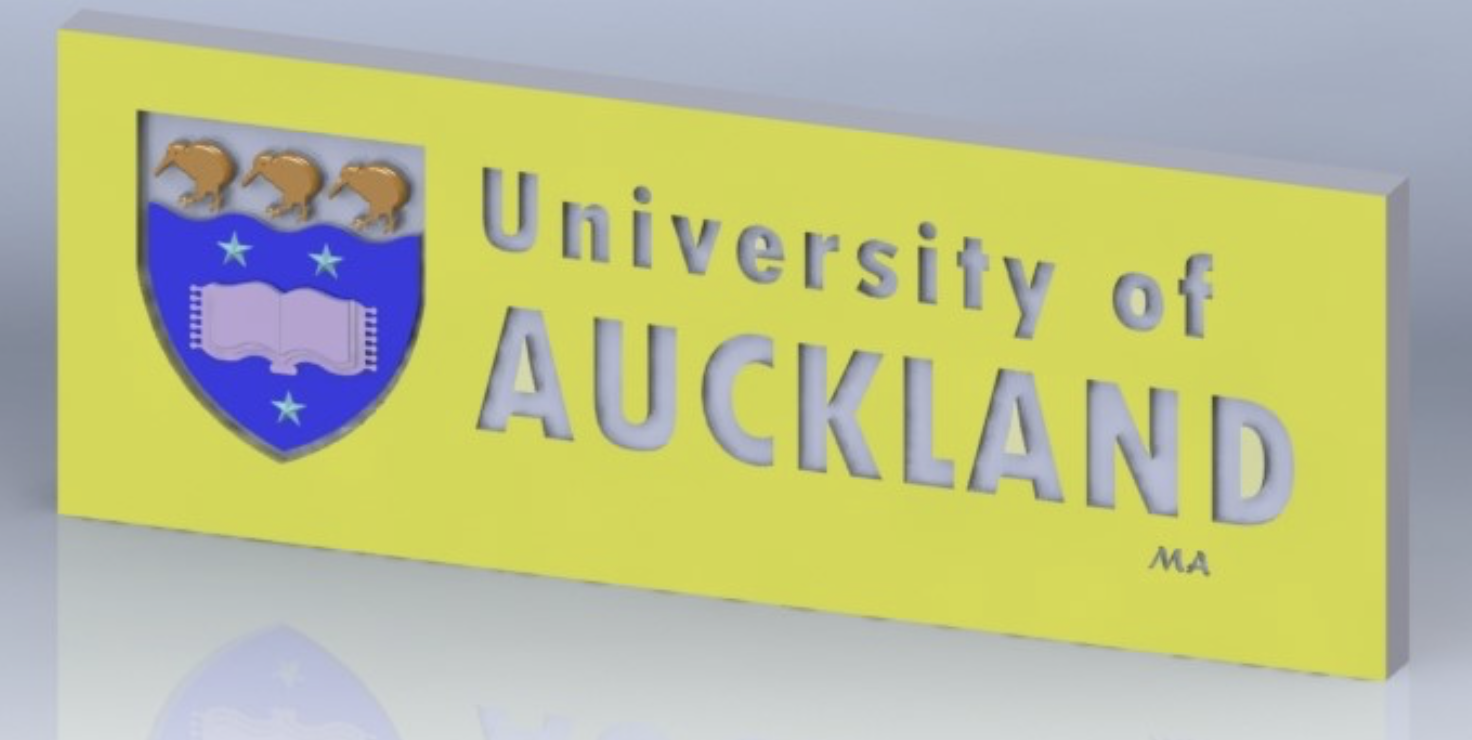 Uinversity of Auckland logo deisgned and rendered in Solidworks